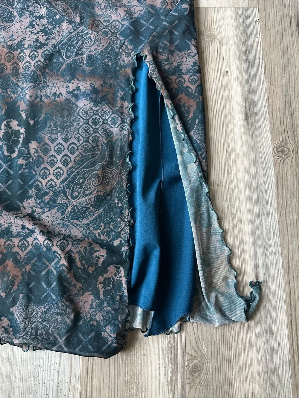 Urban Outfitters Strapless Midi Dress - Mesh Paisley Print with Side Slit - XL